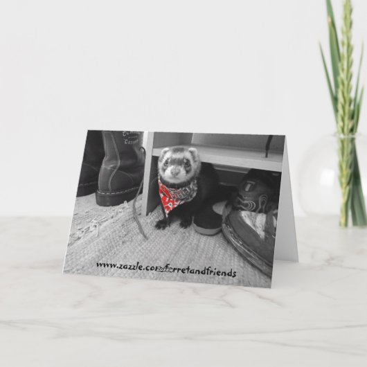 Ferret in rode Bandana Verjaardag Kaart (Achterkant)
