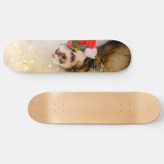 Ferret in Santa Hat Persoonlijk Skateboard (Horizontaal)