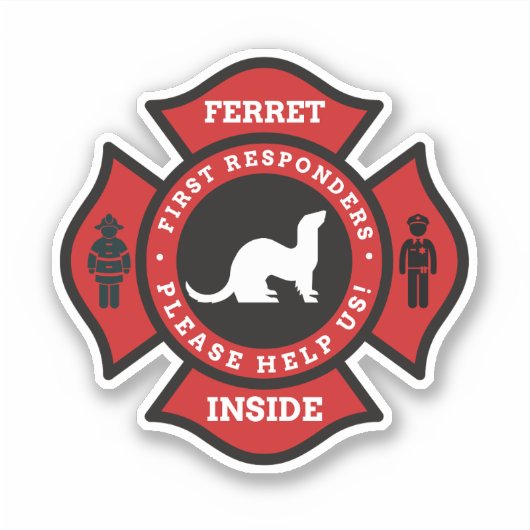 Ferret Inside Home Pet Alert for Fire Department Sticker (Voorkant)