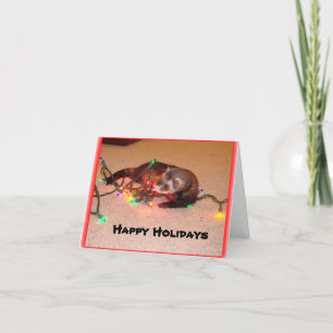 Ferret-kerstlampkaart Feestdagen Kaart