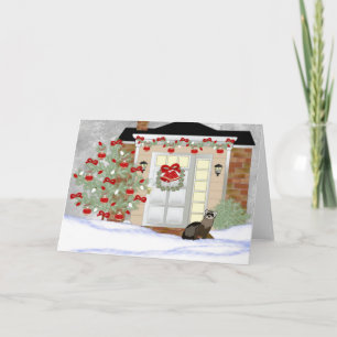 Ferret Kerstmis Feestdagen Kaart