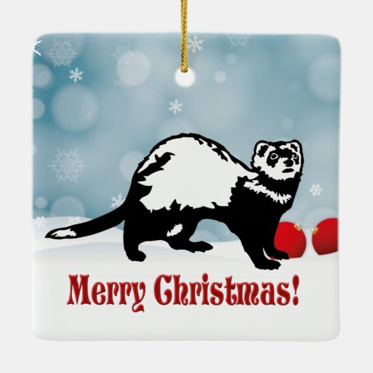 Ferret Kerstmis Keramisch Ornament (Achterkant)