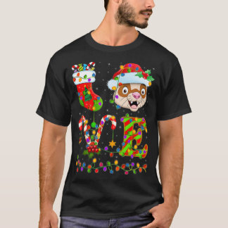 Ferret Lover Xmas Lighting Santa Love Chris T-shirt