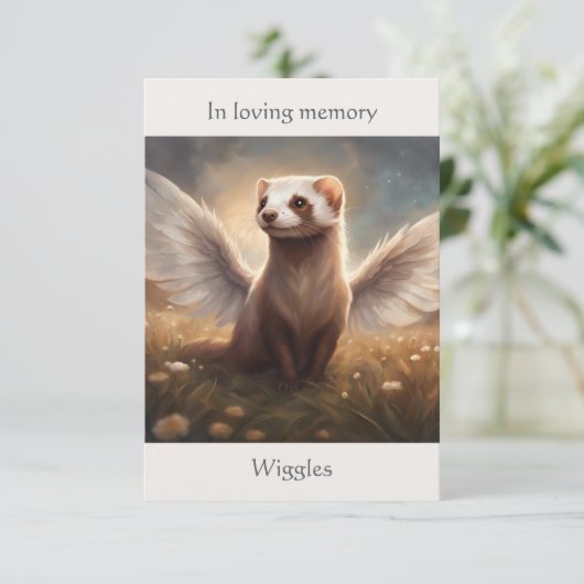 Ferret Memorial Gedicht Angel Wings Naam veld toev Bedankkaart (Staand voorkant)