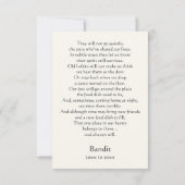 Ferret Memorial Gedicht Angel Wings Naam veld toev Bedankkaart (Achterkant)