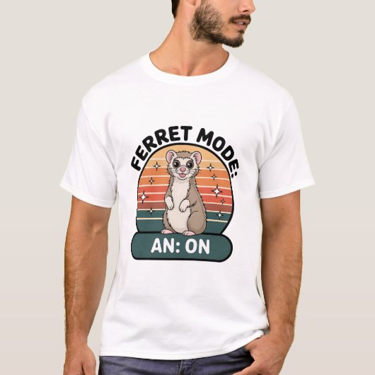 Ferret Mode On Cute Retro Ferret Pet Lover Design T-shirt (Voorkant)