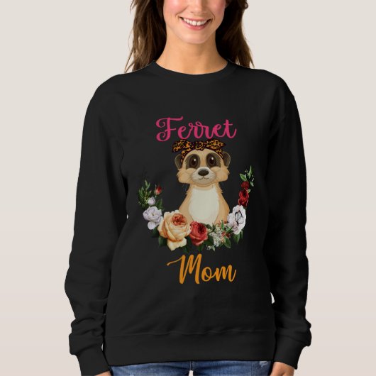 Ferret Mom Floral Ferret Bow Tie  Mother s Day Trui (Voorkant)