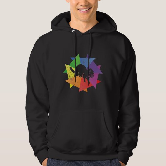 Ferret Retro Style Silhouette Hoodie (Voorkant)