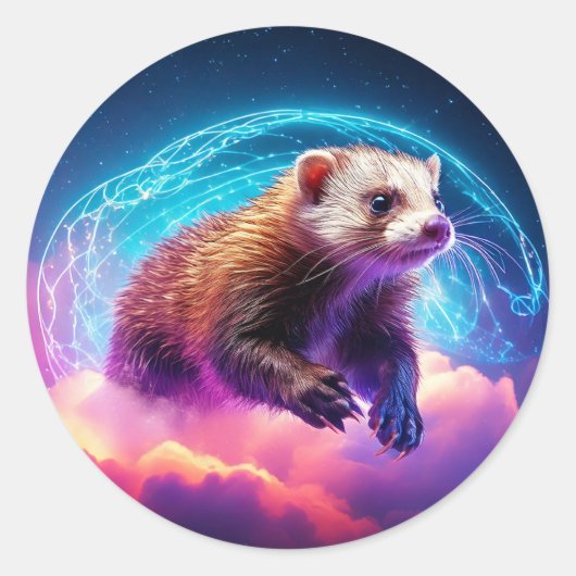 Ferret Ronde Sticker (Voorkant)