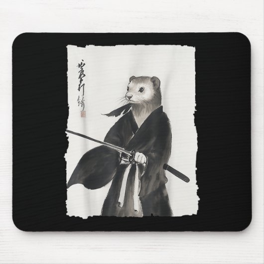 Ferret Samurai Janpanese Warrior Art Anime Muismat (Voorkant)