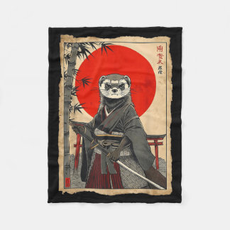 Ferret Samurai Japanese Vintage Warrior Art Anime  Fleece Deken