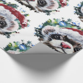 Ferret & Santa Hat Kerst inpakpapier (Hoek)