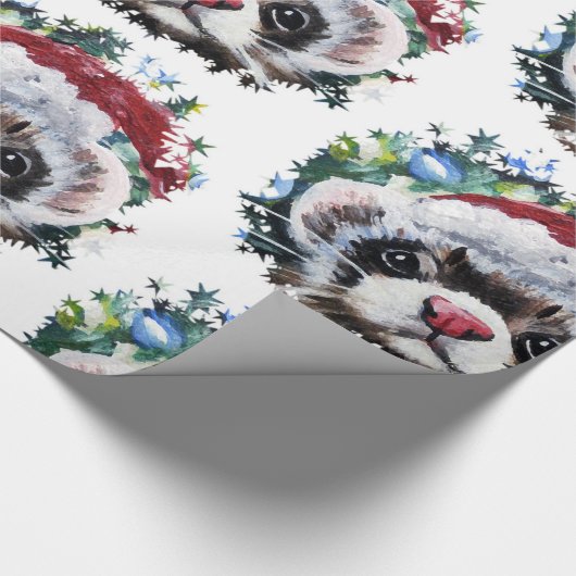 Ferret & Santa Hat Kerst inpakpapier (Hoek)