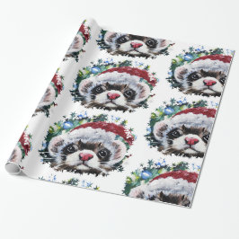 Ferret & Santa Hat Kerst inpakpapier