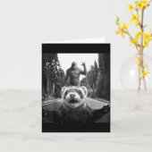Ferret Selfie With Bigfoot Funny For Men Women Kid Kaart (Gele Bloem)