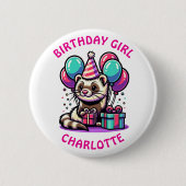 Ferret thema verjaardagsmeisje feest gepersonalise ronde button 5,7 cm (Voorkant)