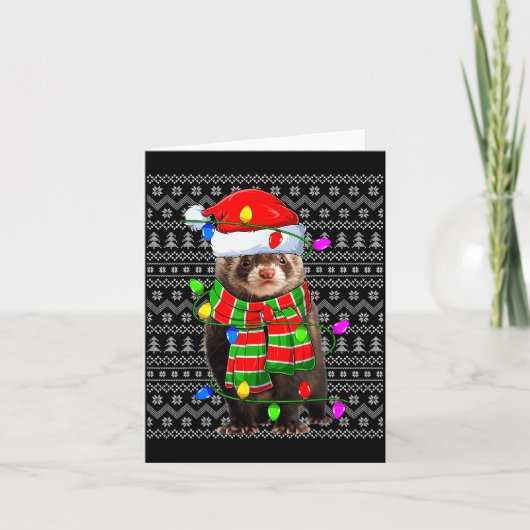 Ferret Ugly Xmas Lighting Santa Ferret Christmas Kaart (Voorkant)