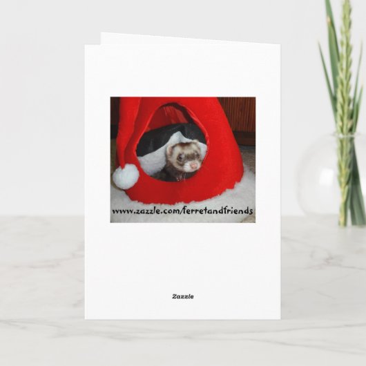 Ferret wacht op kerstman Kaart (Achterkant)