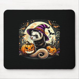 Ferret Witch Halloween - Spooky Pumpkin Bats Art Muismat