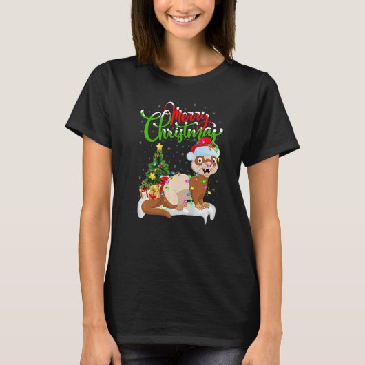 Ferret  Xmas Decorations Santa Ferret Christmas T-shirt (Voorkant)