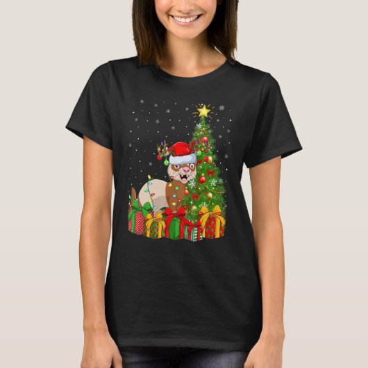 Ferret   Xmas Holiday Santa Ferret Christmas Tree T-shirt (Voorkant)