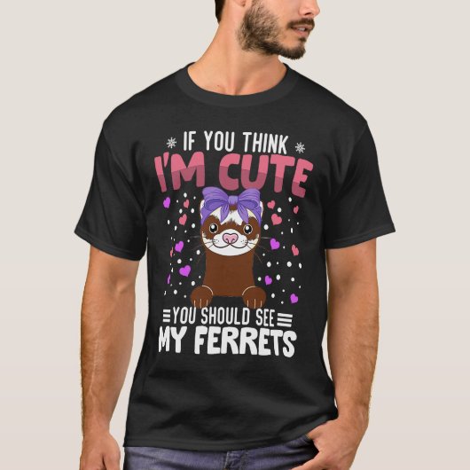 Ferrets Heart Valentine's Day Animal For Womens Ki T-shirt (Voorkant)