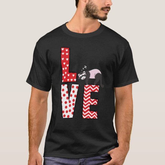 Ferrets Valentines Day Love Valentine Cute Hearts  T-shirt (Voorkant)