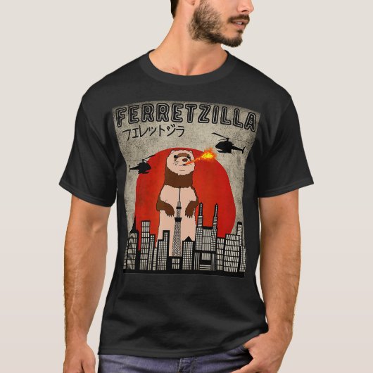 Ferretzilla Funny Ferret Japanse Sunset T-shirt (Voorkant)