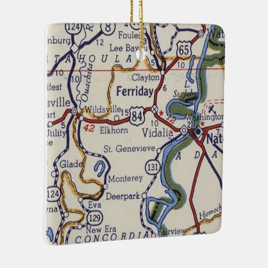 Ferriday LA  Map Keramisch Ornament (Rechts)