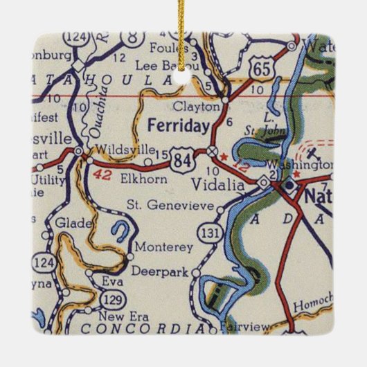 Ferriday LA  Map Keramisch Ornament (Achterkant)