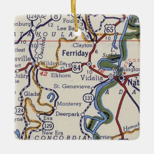 Ferriday LA  Map Keramisch Ornament (Voorkant)