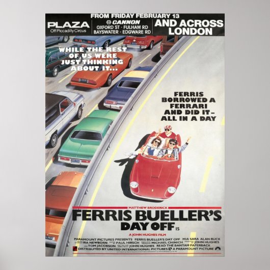 Ferris Buellers Day Off 1986 London Advance Bus St Poster (Voorkant)