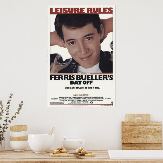 Ferris Buellers Day Off 1986 vrijetijdsregels Poster (Keuken)