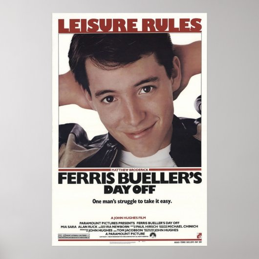 Ferris Buellers Day Off 1986 vrijetijdsregels Poster (Voorkant)