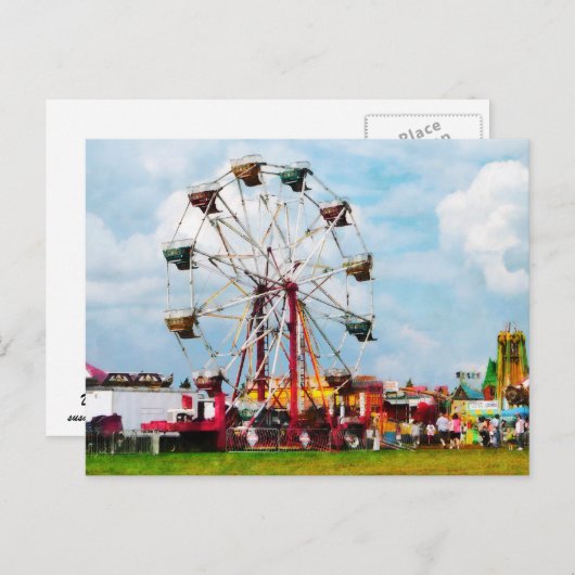 Ferris Wheel Against Blue Sky Briefkaart (Voorkant / Achterkant)