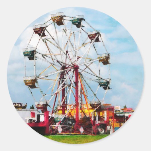 Ferris Wheel Against Blue Sky Ronde Sticker (Voorkant)