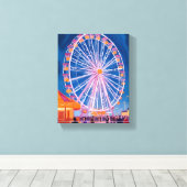 Ferris Wheel | Boardwalk Carnival Watercolor Canvas Afdruk (Insitu (Houten vloer))