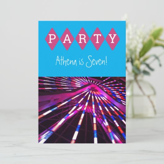 Ferris Wheel Carnaval Uitnodiging voor verjaardag (Staand voorkant)