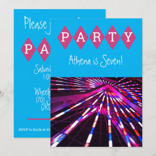 Ferris Wheel Carnival Birthday Invitation Kaart