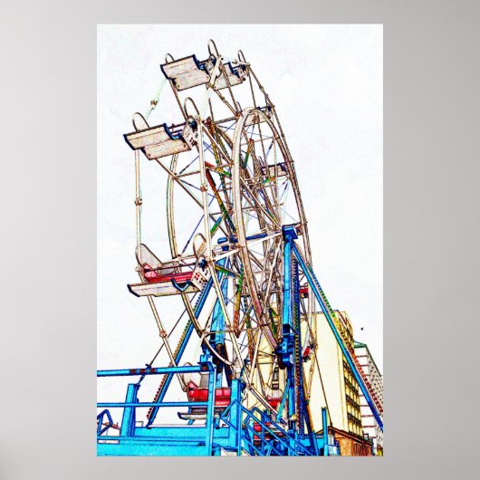 Ferris Wheel-Chalk Outline van Shirley Taylor Poster (Voorkant)