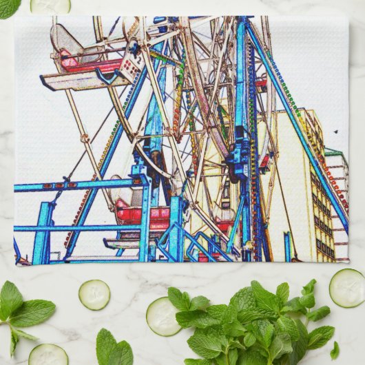 Ferris Wheel-Chalk Outline van Shirley Taylor Theedoek (Gevouwen)