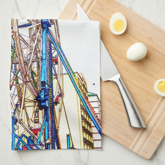 Ferris Wheel-Chalk Outline van Shirley Taylor Theedoek (Quarter Fold)