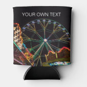 Ferris Wheel Funfair bij nacht aangepaste tekst Blikjeskoeler (Voorkant)