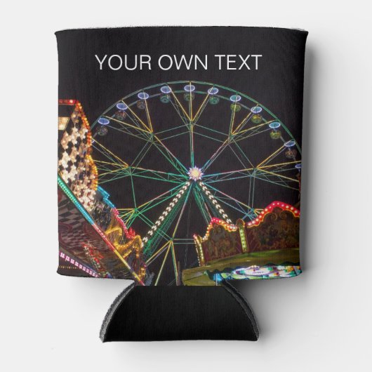 Ferris Wheel Funfair bij nacht aangepaste tekst Blikjeskoeler (Voorkant)