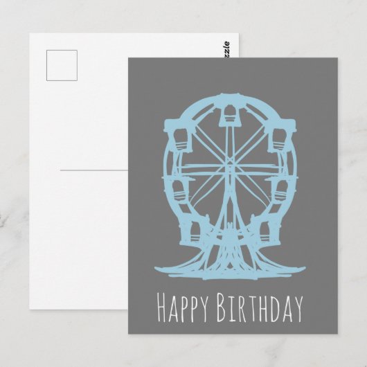 Ferris Wheel Hand Drawn Birthday Briefkaart (Voorkant / Achterkant)