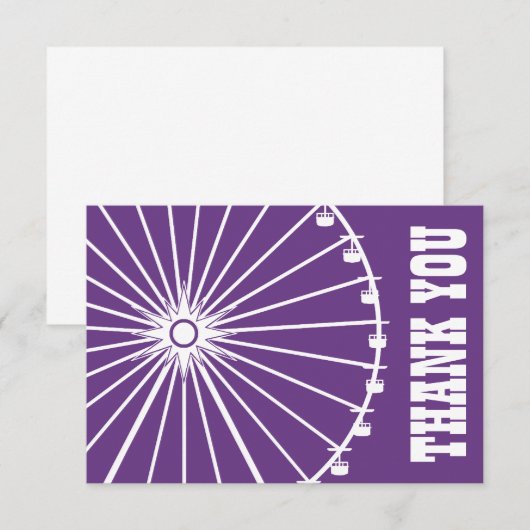 Ferris Wheel Hartelijk dank (Donker Paars / Wit) Bedankkaart (Voorkant / Achterkant)