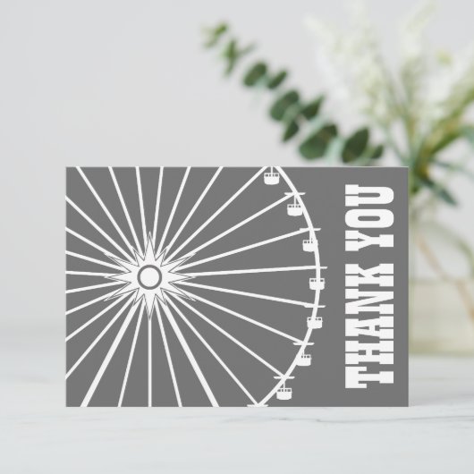 Ferris Wheel Hartelijk dank (Donkergrijs / Wit) Bedankkaart (Staand voorkant)