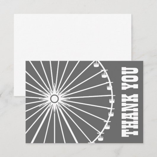 Ferris Wheel Hartelijk dank (Donkergrijs / Wit) Bedankkaart (Voorkant / Achterkant)