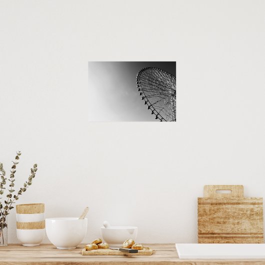 Ferris Wheel in zwart en wit Poster (Keuken)