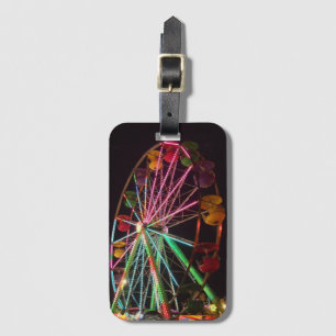 Ferris Wheel Neon Licht bij nacht Bagagelabel